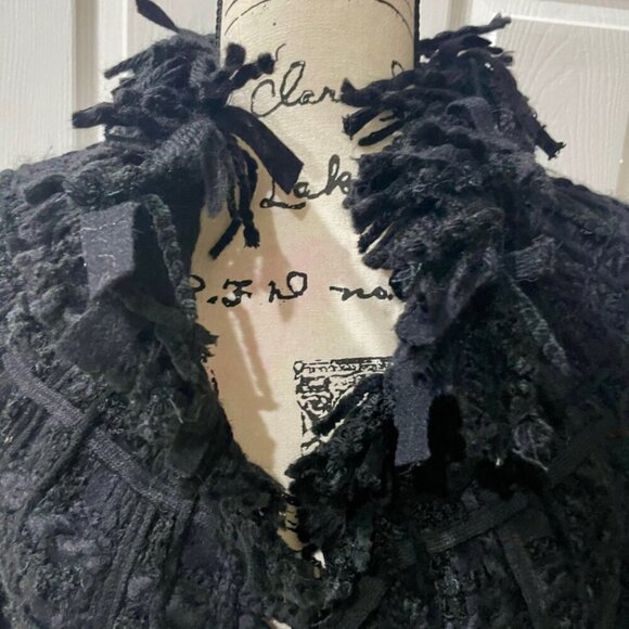 TWEED FRINGE MACROCANNAGE WOOL BLEND CROP JACKET PE DE CHUMBO SIZE SMALL - Picture 7 of 16